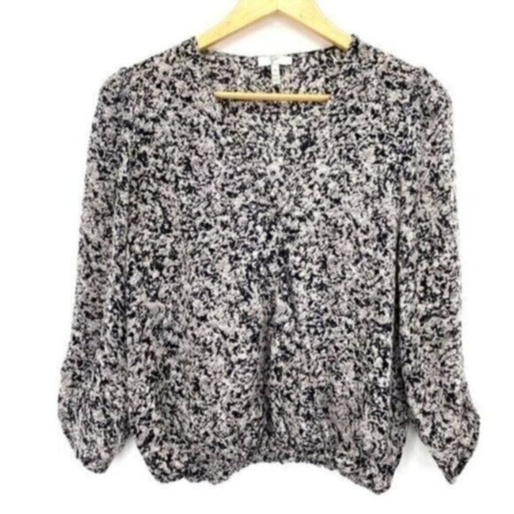 Joie Women's Abstract Print Wrap Silk Blouse Top